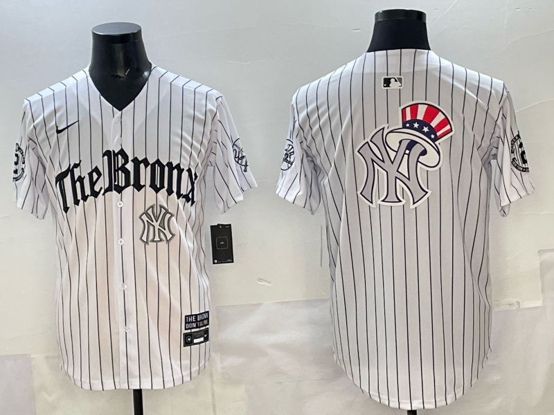 Men 2025 New York Yankees Blank White Stripe Five generations Joint Name Nike MLB Jersey style 015->new york yankees->MLB Jersey